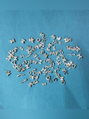 100 Silver Tone Mixed Charm/Nail Charm Pack - Assorted Small Charms